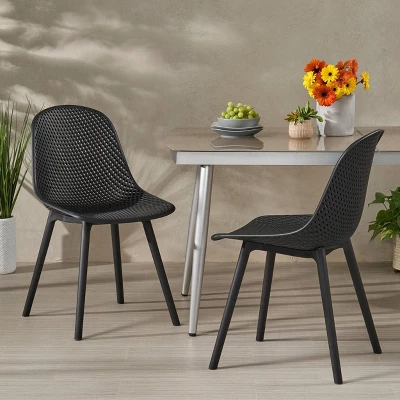 Posey 2pk Resin Modern Dining Chairs - Black - Christopher Knight Home 6 Posey 2pk Resin Modern Dining Chairs - Black - Christopher Knight Home - Image 4