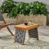 Huntsville Acacia Wood Foldable Side Table - Brown Patina/Gray - Christopher Knight Home