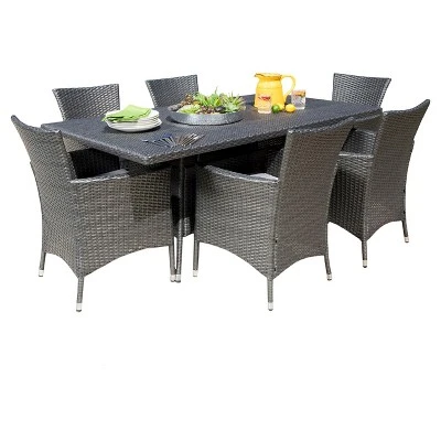 Malta 7pc Rectangle All-Weather Wicker Patio Dining Set - Gray - Home - Christopher Knight Home 3 Malta 7pc Rectangle All-Weather Wicker Patio Dining Set - Gray - Home - Christopher Knight Home