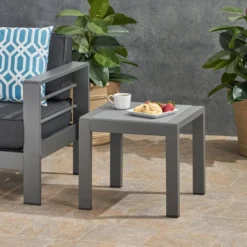 Cape Coral Aluminum Patio Side Table Gray - Christopher Knight Home