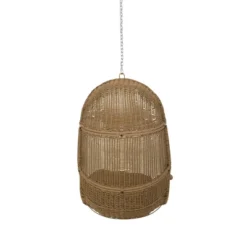 Orville Indoor/Outdoor Wicker Hanging Chair With 8' Chain - Light Brown/Dark Gray - Christopher Knight Home -Outdoor Furniture Store GUEST 09cf3eca 491e 47e6 80b3 8c910240cc97