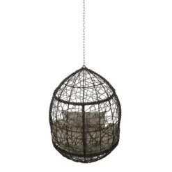 Castaic Indoor/Outdoor Wicker Hanging Chair With 8' Chain - Brown/Khaki - Christopher Knight Home -Outdoor Furniture Store GUEST 0e7270ae ca4c 40c3 8fe4 175ac9d4e4f3