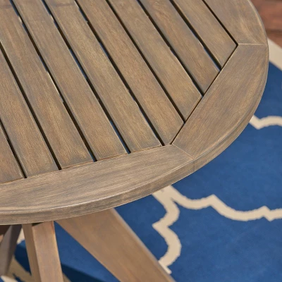 Casa 3pc Acacia X Leg Bistro Dining Set Gray/Cream - Christopher Knight Home 6 Casa 3pc Acacia X Leg Bistro Dining Set Gray/Cream - Christopher Knight Home - Image 4