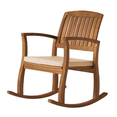 Selma 2pk Acacia Wood Rocking Chair - Teak/White - Christopher Knight Home 4 Selma 2pk Acacia Wood Rocking Chair - Teak/White - Christopher Knight Home - Image 2