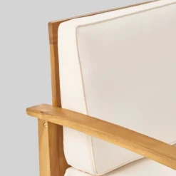 Driscoll 7pc Acacia Wood Chat Set With Fire Pit - Teak/Cream/Brown - Christopher Knight Home -Outdoor Furniture Store GUEST 193b9e26 1862 4671 affc 43996efbcdd0