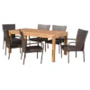 Lambert 7pc Acacia & Wicker Dining Set - Teak/Brown - Christopher Knight Home -Outdoor Furniture Store GUEST 1945e8b3 a41f 4c4b 9b34 d230563caa1c
