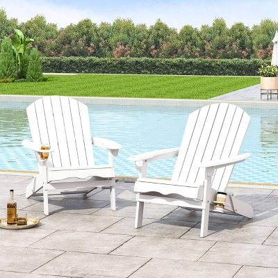 2pk Bellwood Outdoor Acacia Wood Folding Adirondack Chairs White - Christopher Knight Home 4 2pk Bellwood Outdoor Acacia Wood Folding Adirondack Chairs White - Christopher Knight Home - Image 2