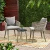 Pebble 3pc Wicker Boho Chat Set - Gray - Christopher Knight Home -Outdoor Furniture Store GUEST 1e5e113f cb2d 4e6f 90d9 8f5b448c87a0