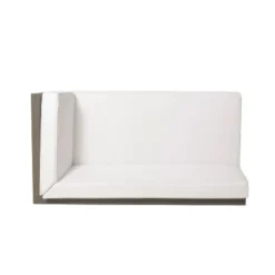 2pc Brava Outdoor Acacia Wood Right Arm Loveseat & Coffee Table With Cushion Gray/White - Christopher Knight Home -Outdoor Furniture Store GUEST 24bbecac 16ef 4a10 958a 998136c003f3