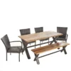 Bullerton 6pc Acacia & Wicker Dining Set - Teak/Brown - Christopher Knight Home