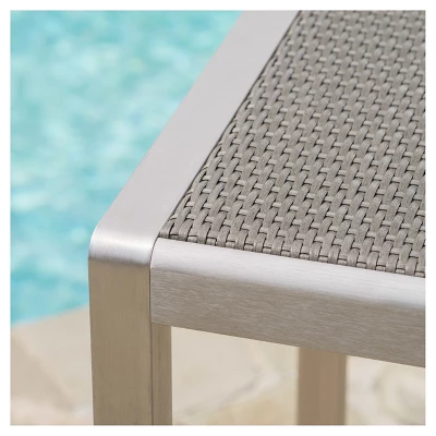 Cape Coral Square Aluminum And Wicker Bar Table - Gray - Christopher Knight Home 4 Cape Coral Square Aluminum And Wicker Bar Table - Gray - Christopher Knight Home - Image 2