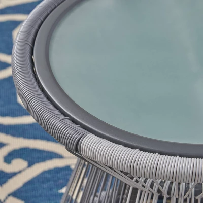 Milan Faux Rattan Side Table - Gray/White - Christopher Knight Home 5 Milan Faux Rattan Side Table - Gray/White - Christopher Knight Home - Image 3