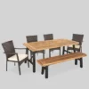 Horton 6pc Acacia Wood/Wicker Patio Dining Set - Brown/Cream - Christopher Knight Home -Outdoor Furniture Store GUEST 2dbab5d6 dc17 4701 8716 a5b8b638967b