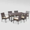 Harlowe 7pc Wicker Dining Set - Brown/Cream - Christopher Knight Home -Outdoor Furniture Store GUEST 2e478397 e7f3 48bf 8d09 96d4e4712a18