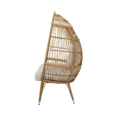 Serina Outdoor Wicker Teardrop Chair With Cushion - Beige/Light Brown - Christopher Knight Home 5 Serina Outdoor Wicker Teardrop Chair With Cushion - Beige/Light Brown - Christopher Knight Home - Image 3