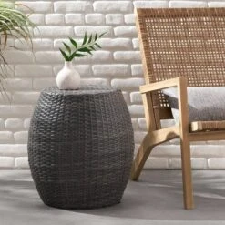 Canary Wicker Side Table - Gray - Christopher Knight Home -Outdoor Furniture Store GUEST 3231f719 e6ca 4c60 a68b 99fdd5a7e021