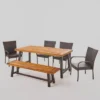 Cooper 6pc Acacia Wood And Wicker Dining Set - Brown - Christopher Knight Home -Outdoor Furniture Store GUEST 32ba023f f933 4c33 8e80 93d0292236a8