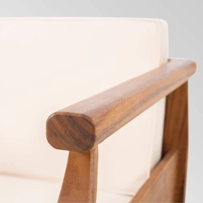 Aston 4pk Acacia Wood Mid-Century Modern Club Chair - Teak/Cream - Christopher Knight Home 5 Aston 4pk Acacia Wood Mid-Century Modern Club Chair - Teak/Cream - Christopher Knight Home - Image 3