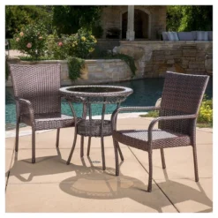 Littleton 3-Piece Wicker Patio Bistro Seating Set - Brown - Christopher Knight Home -Outdoor Furniture Store GUEST 33c076b5 5976 41b9 a775 1fdb82230981