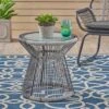 Milan Faux Rattan Side Table - Gray/White - Christopher Knight Home -Outdoor Furniture Store GUEST 3541d077 2e91 4b42 800d 59f36fdbf8e7