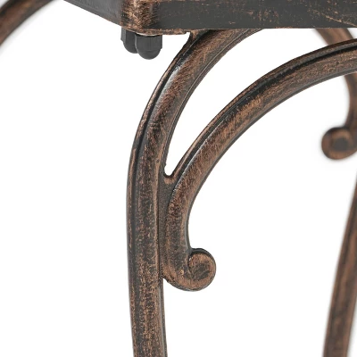 Mckinley Set Of 2 Cast Aluminum Patio End Tables - Copper - Christopher Knight Home 9 Mckinley Set Of 2 Cast Aluminum Patio End Tables - Copper - Christopher Knight Home - Image 7