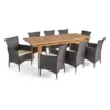 Nadia 9pc Wood & Wicker Expandable Dining Set - Natural/Brown/Beige - Christopher Knight Home -Outdoor Furniture Store GUEST 3806a4e3 faca 4ba0 82dd 2558fcca0b91