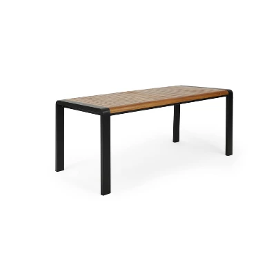 Holt Rectangular Outdoor Acacia Wood Dining Table Teak/Black - Christopher Knight Home 5 Holt Rectangular Outdoor Acacia Wood Dining Table Teak/Black - Christopher Knight Home - Image 3