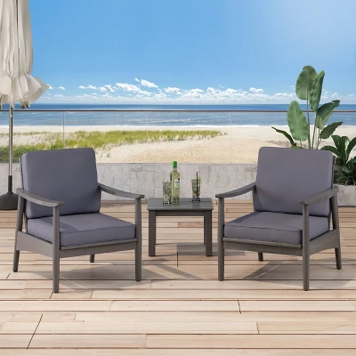Willowbrook 2pc Acacia Wood Club Chairs - Gray/Dark Gray - Christopher Knight Home 3 Willowbrook 2pc Acacia Wood Club Chairs - Gray/Dark Gray - Christopher Knight Home