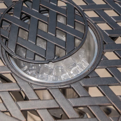 Ava 3pc Aluminum And Wicker Bistro Set With Ice Bucket -Brown /Shiny Copper- Christopher Knight Home 4 Ava 3pc Aluminum And Wicker Bistro Set With Ice Bucket -Brown /Shiny Copper- Christopher Knight Home - Image 2