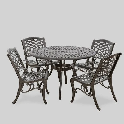 Hallandale Sarasota 5pc Cast Aluminum Patio Dining Set - Bronze - Christopher Knight Home 3 Hallandale Sarasota 5pc Cast Aluminum Patio Dining Set - Bronze - Christopher Knight Home