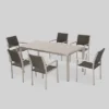 Cape Coral 7pc Aluminum & Wicker Glass Outdoor Patio Dining Set - Silver/Gray - Christopher Knight Home -Outdoor Furniture Store GUEST 418f9634 f674 4075 bcda 51e841b6aaf9
