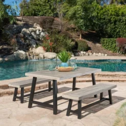 Carlisle 3pc Rustic Wood Patio Dining Set - Christopher Knight Home -Outdoor Furniture Store GUEST 42965b1e 4353 4508 becd 717bb2b97071