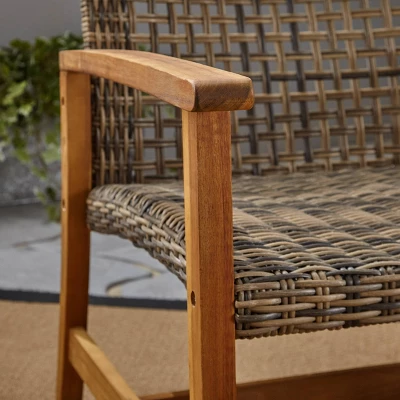 3pc Hampton Wood And Wicker Patio Set - Christopher Knight Home 5 3pc Hampton Wood And Wicker Patio Set - Christopher Knight Home - Image 3