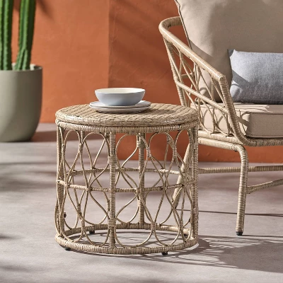Bruce Outdoor Wicker Round Side Table Light Brown - Christopher Knight Home 4 Bruce Outdoor Wicker Round Side Table Light Brown - Christopher Knight Home - Image 2