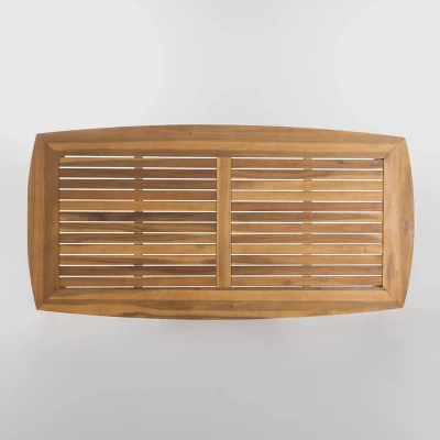 Llando 7-pc Acacia Wood Dining Set - Teak/Blue - Christopher Knight Home 7 Llando 7-pc Acacia Wood Dining Set - Teak/Blue - Christopher Knight Home - Image 5