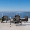 Cape Coral Set Of 4 Aluminum Club Chair - Gray/Dark Gray - Christopher Knight Home -Outdoor Furniture Store GUEST 504e0231 de25 4a01 9cd2 66429d8e8179