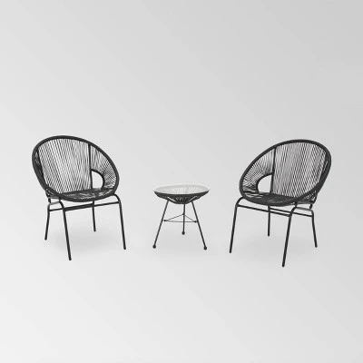 Nusa 3pc Faux Rattan Chat Set - Christopher Knight Home 3 Nusa 3pc Faux Rattan Chat Set - Christopher Knight Home