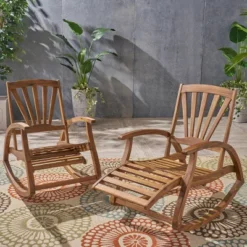 Sunview 3pc Acacia Wood Recliner Rocking Chair Set - Teak - Christopher Knight Home -Outdoor Furniture Store GUEST 53c74d98 6dc1 4cd5 8688 48aef386b2f0