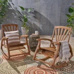 Sunview 2pk Acacia Wood Recliner Rocking Chairs - Teak - Christopher Knight Home -Outdoor Furniture Store GUEST 544e1442 a437 41b5 9c32 cc8eefd044c9
