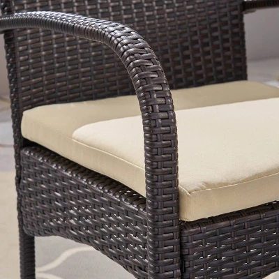 Clayton 7pc Acacia Wood & Iron Dining Set - Teak/Brown/Cream - Christopher Knight Home 5 Clayton 7pc Acacia Wood & Iron Dining Set - Teak/Brown/Cream - Christopher Knight Home - Image 3