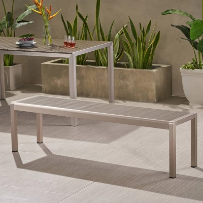 Cape Coral Aluminum Modern Dining Bench - Christopher Knight Home 6 Cape Coral Aluminum Modern Dining Bench - Christopher Knight Home - Image 4