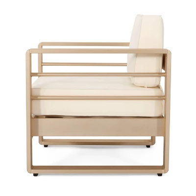 Maya Bay Patio Aluminum Club Chair - Gold/White - Christopher Knight Home 4 Maya Bay Patio Aluminum Club Chair - Gold/White - Christopher Knight Home - Image 2