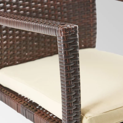 Villa 9pc Wood And Wicker Expandable Dining Set Brown And Cream - Christopher Knight Home 5 Villa 9pc Wood And Wicker Expandable Dining Set Brown And Cream - Christopher Knight Home - Image 3