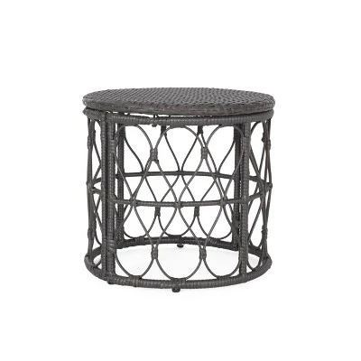 Bruce Outdoor Round Wicker Side Table Gray - Christopher Knight Home 7 Bruce Outdoor Round Wicker Side Table Gray - Christopher Knight Home - Image 5