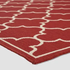 Thornhill Geometric Outdoor Rug Red/Ivory - Christopher Knight Home