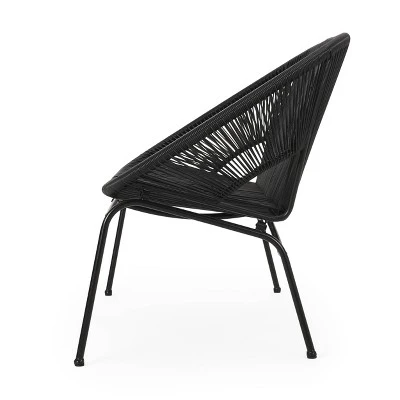 Condessa Patio Hammock Weave Loveseat Bench - Black - Christopher Knight Home 7 Condessa Patio Hammock Weave Loveseat Bench - Black - Christopher Knight Home - Image 5