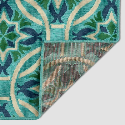 Jada Geometric Outdoor Rug Blue/Green - Christopher Knight Home 5 Jada Geometric Outdoor Rug Blue/Green - Christopher Knight Home - Image 3