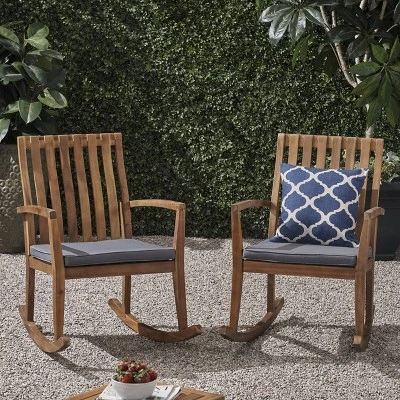 2pk Colmena Acacia Wood Patio Rustic Rocking Chair - Christopher Knight Home 3 2pk Colmena Acacia Wood Patio Rustic Rocking Chair - Christopher Knight Home