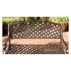 Cozumel Cast Aluminum Patio Bench - Antique Copper - Christopher Knight Home -Outdoor Furniture Store GUEST 62078412 91a5 440e 8a33 d149d63df30c