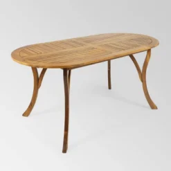 Hermosa 7pc Acacia Wood Oval Dining Set - Teak/Cream - Christopher Knight Home -Outdoor Furniture Store GUEST 653f9ffb b55b 4f19 967d 1bbebc2b9f23